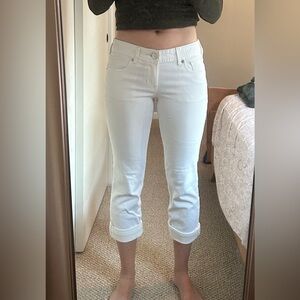 Express low rise skinny capri white denim